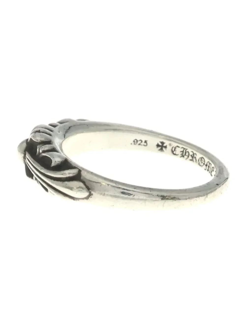 Chrome Hearts Baby Classic Floral Black Sling Silver Ring